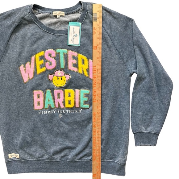 Simply Southern Western Barbie Sweatshirt Blue Pullover Graphic Women’s Medium - Picture 3 of 11